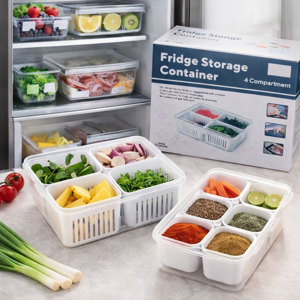 4 Section Fridge Container