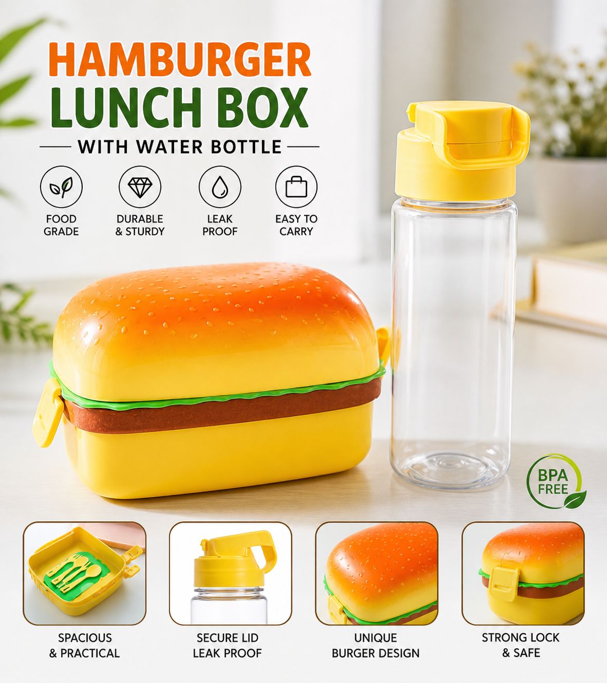 Combo Hamburger Kids Lunch Box