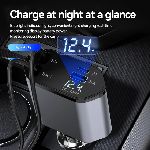 140W 4in1 Retractable Car Charger