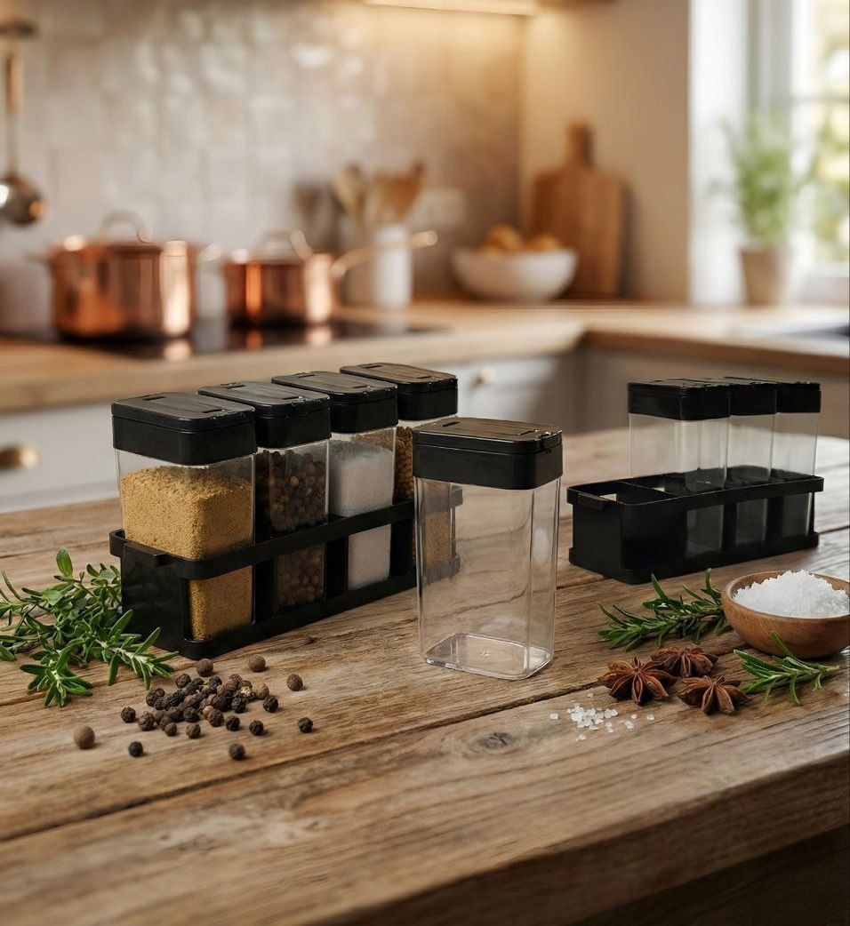 Creative 4 Pcs Spice Rack + Container