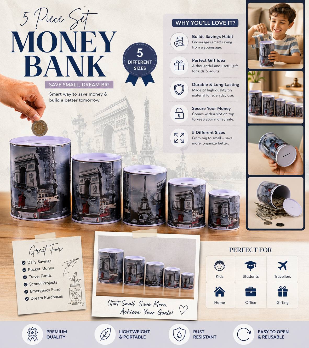 5 Pcs Set Magic Money Bank (Imported)