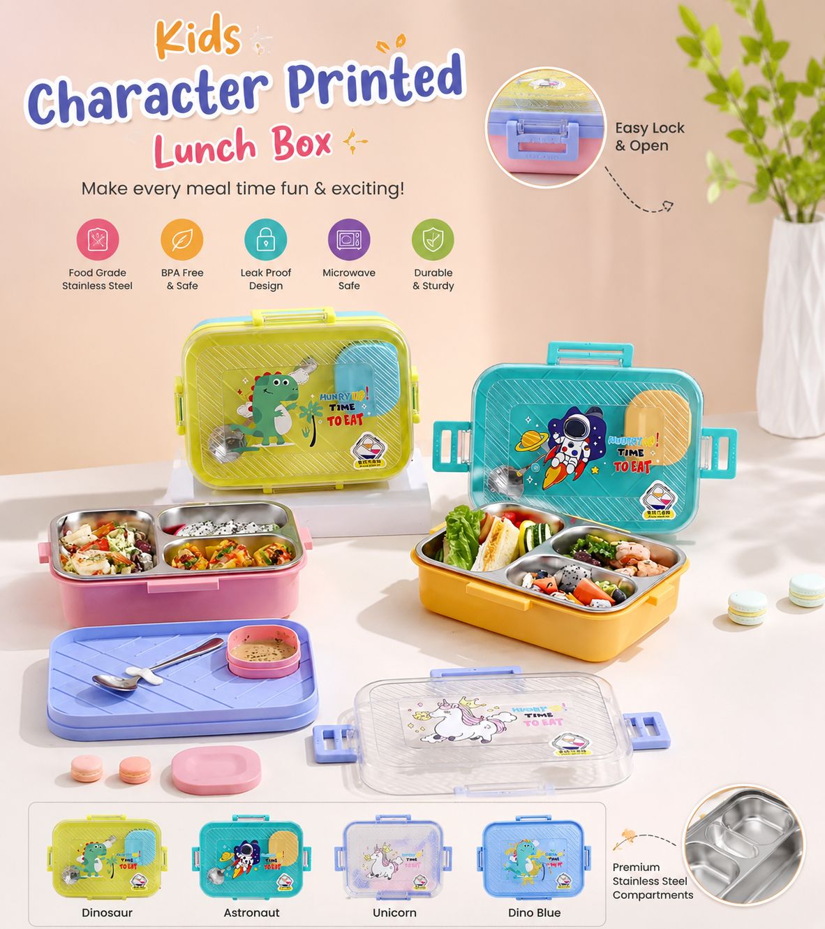 7143 Stainless Steel Printed Lunch Box