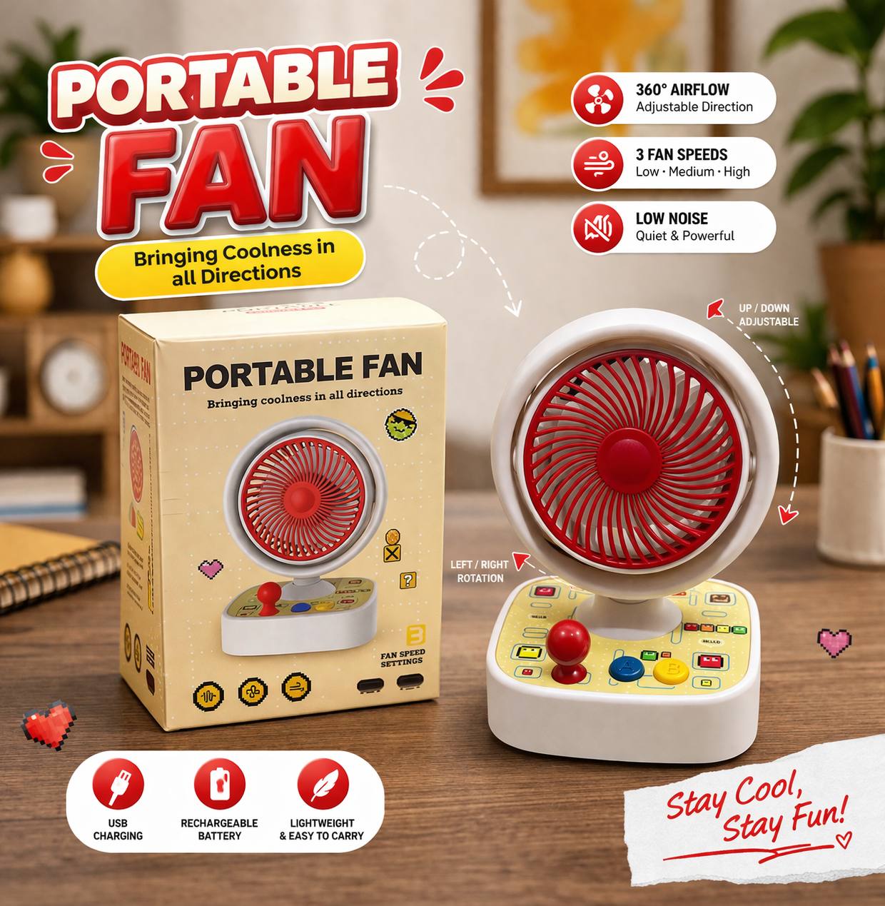 8213-F Portable Table Fan