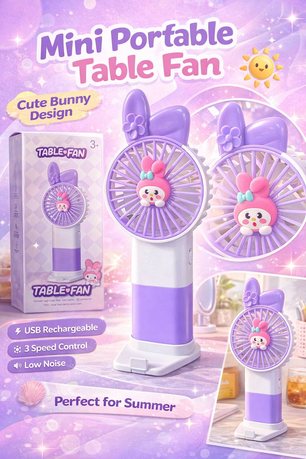 JS15 Cute Kitty Handy Fan