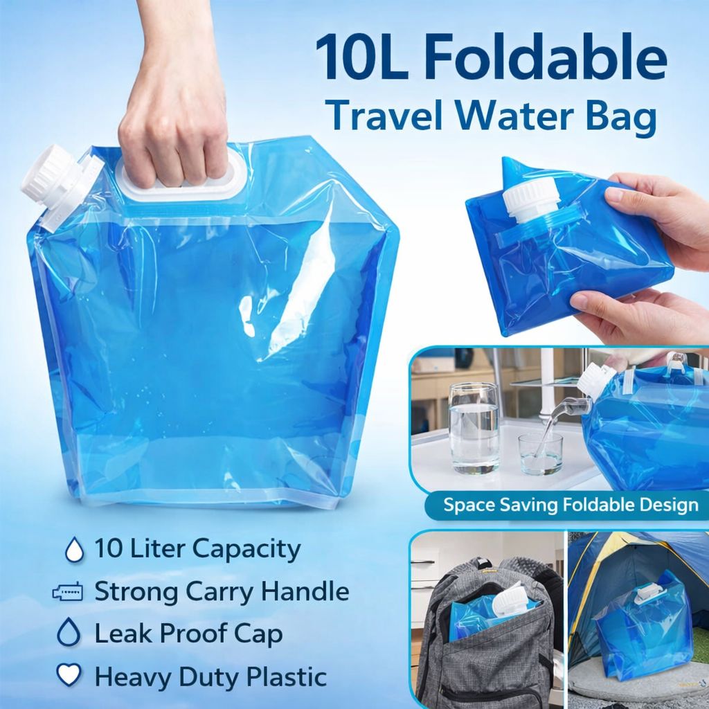 10L Foldable Travel Water Bag (Imported)