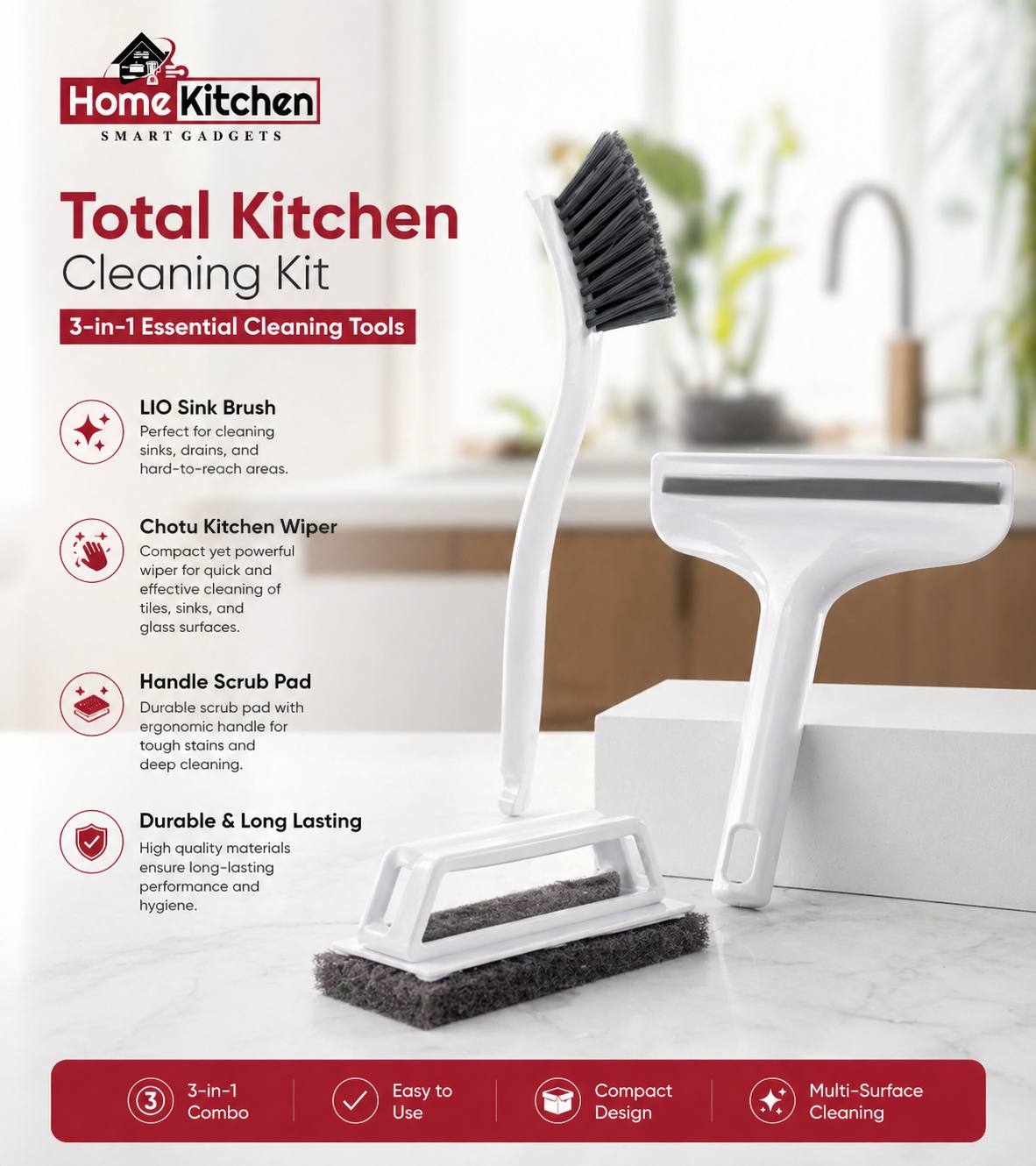 3 Pcs Kitchen Cleaning Tool
