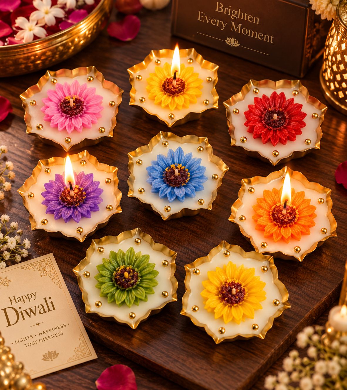 3.5 Inch Big Flower Candle In Urli