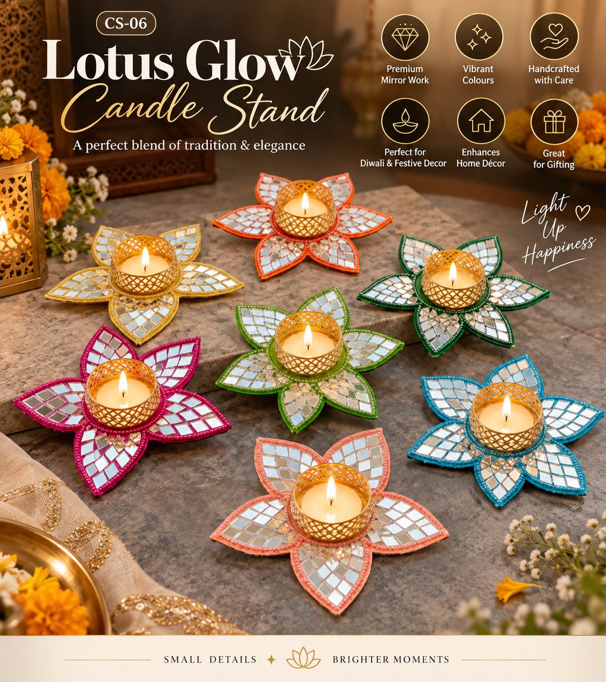CS-06 Petal Glow Tea Light Candle Stand