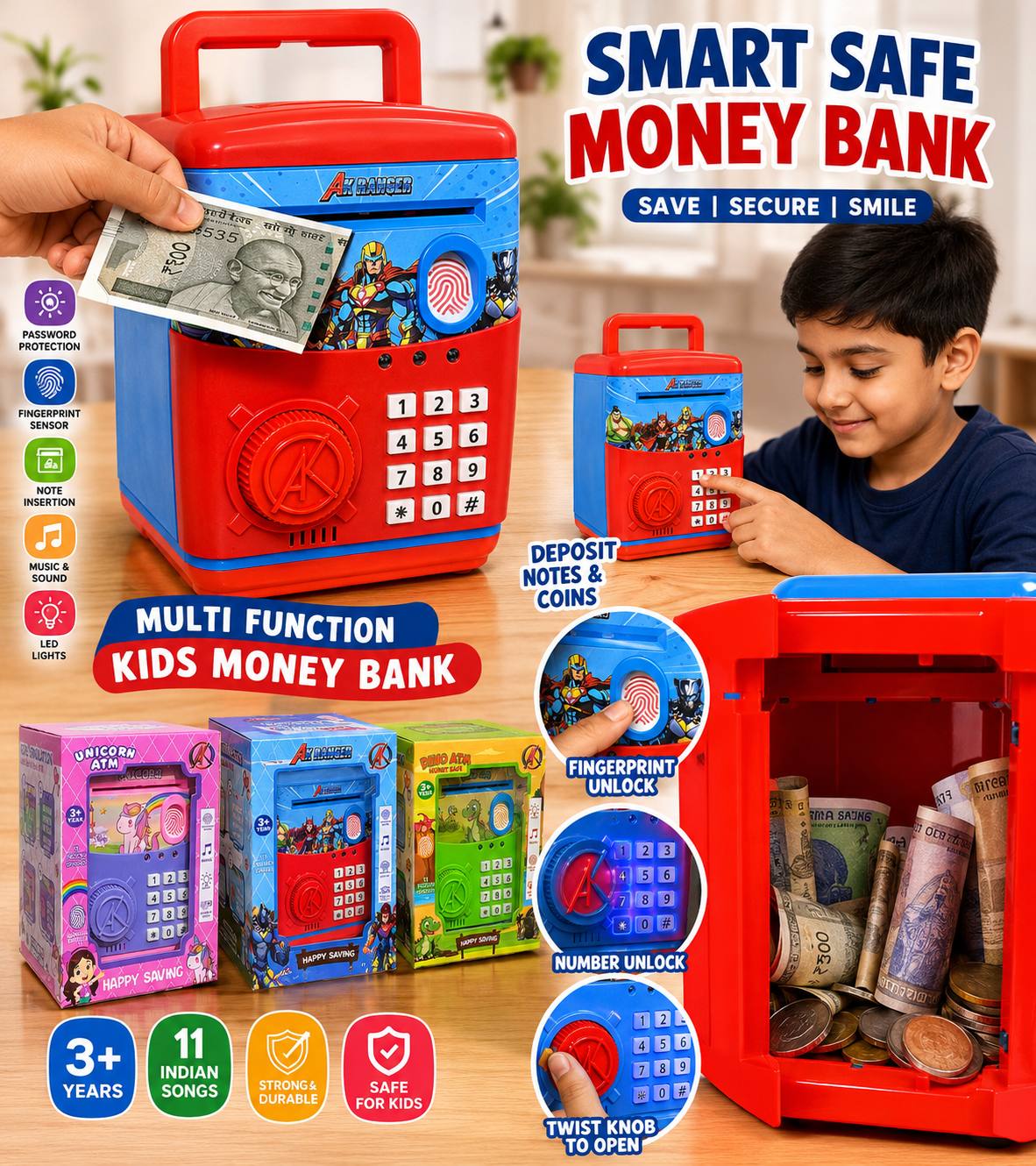 Smart lock Kids Money Bank (Imported)
