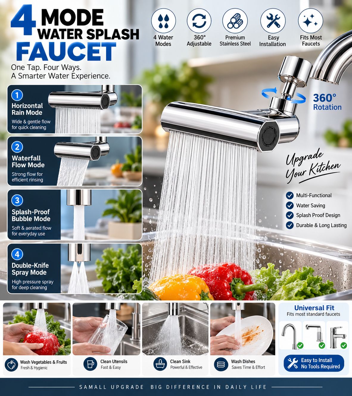 4 Mode Water Splash Faucet (Imported)