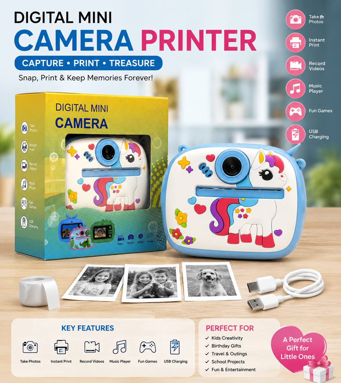 Mini Digital Instant Camera Printer (Imported)