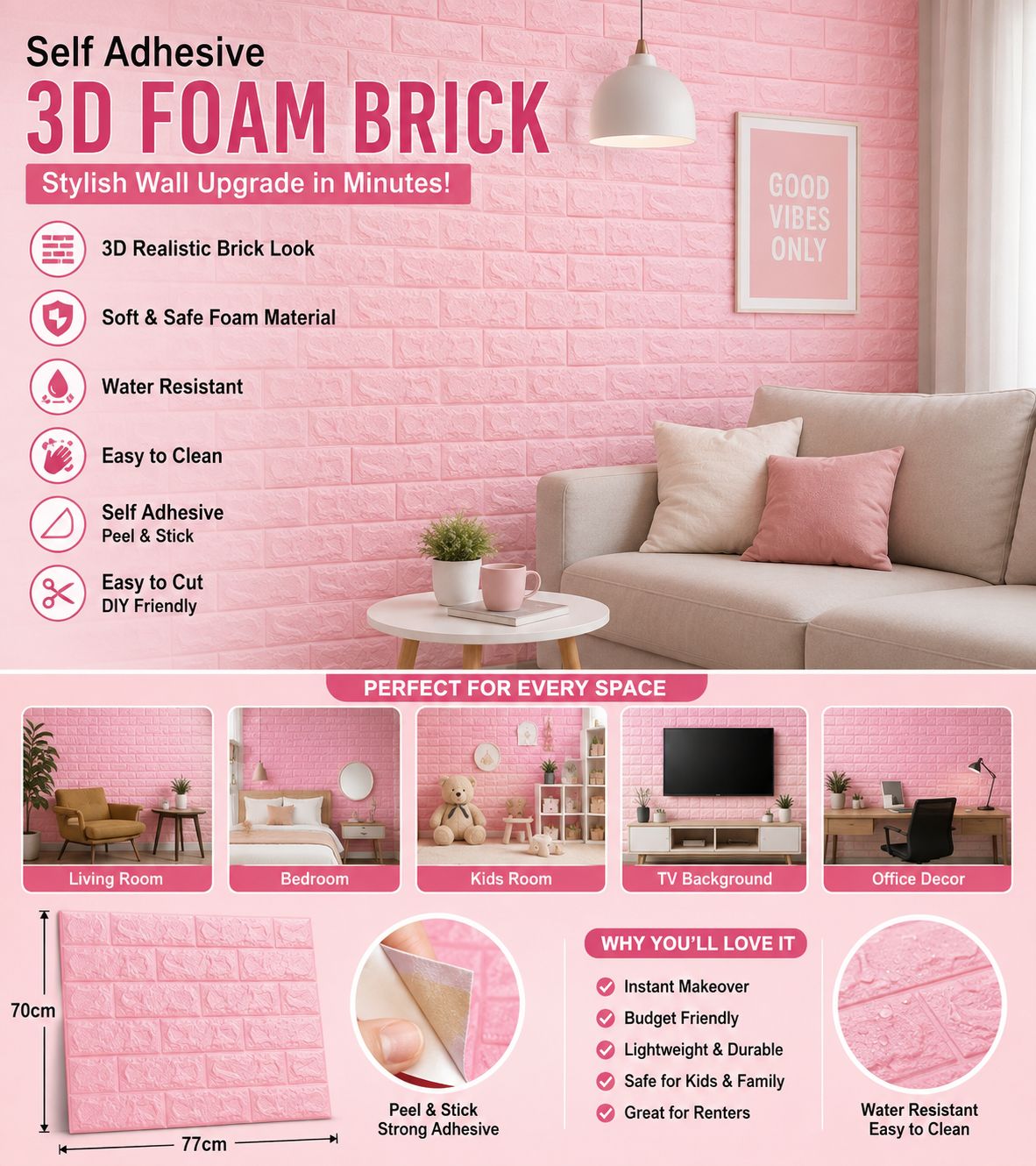 3D Foam Bricks (Pink)