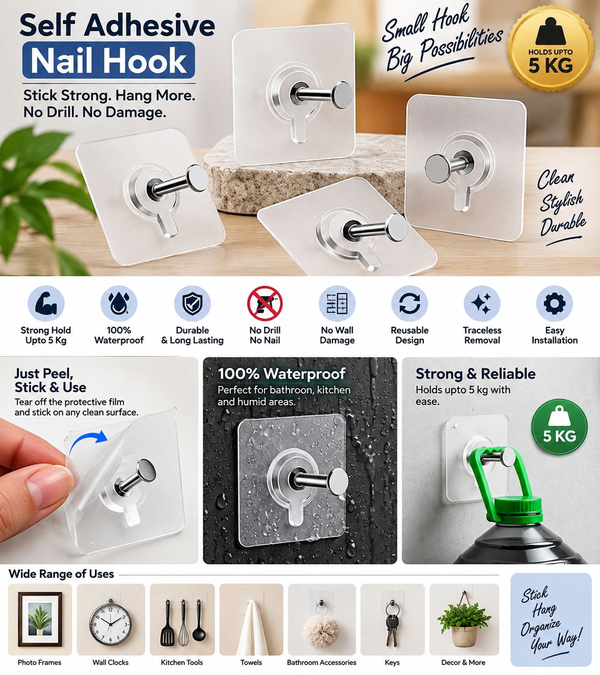 Self Adhesive Nail Hook (Imported)