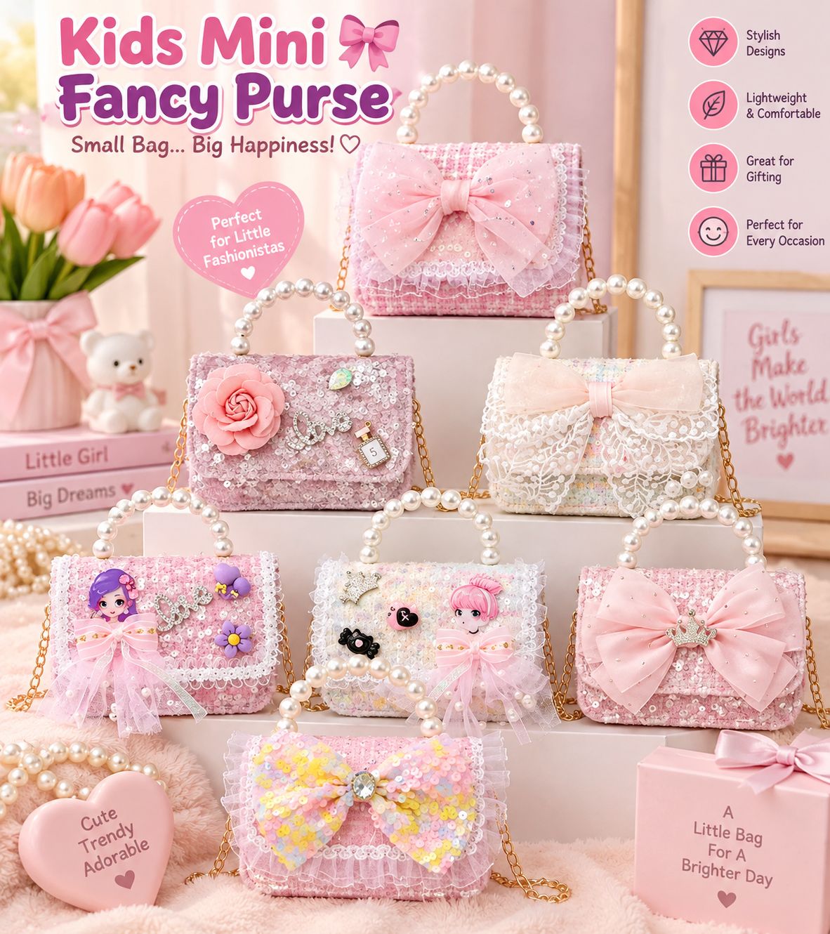AA726 Cute Luxury Barbie Purse (Imported)