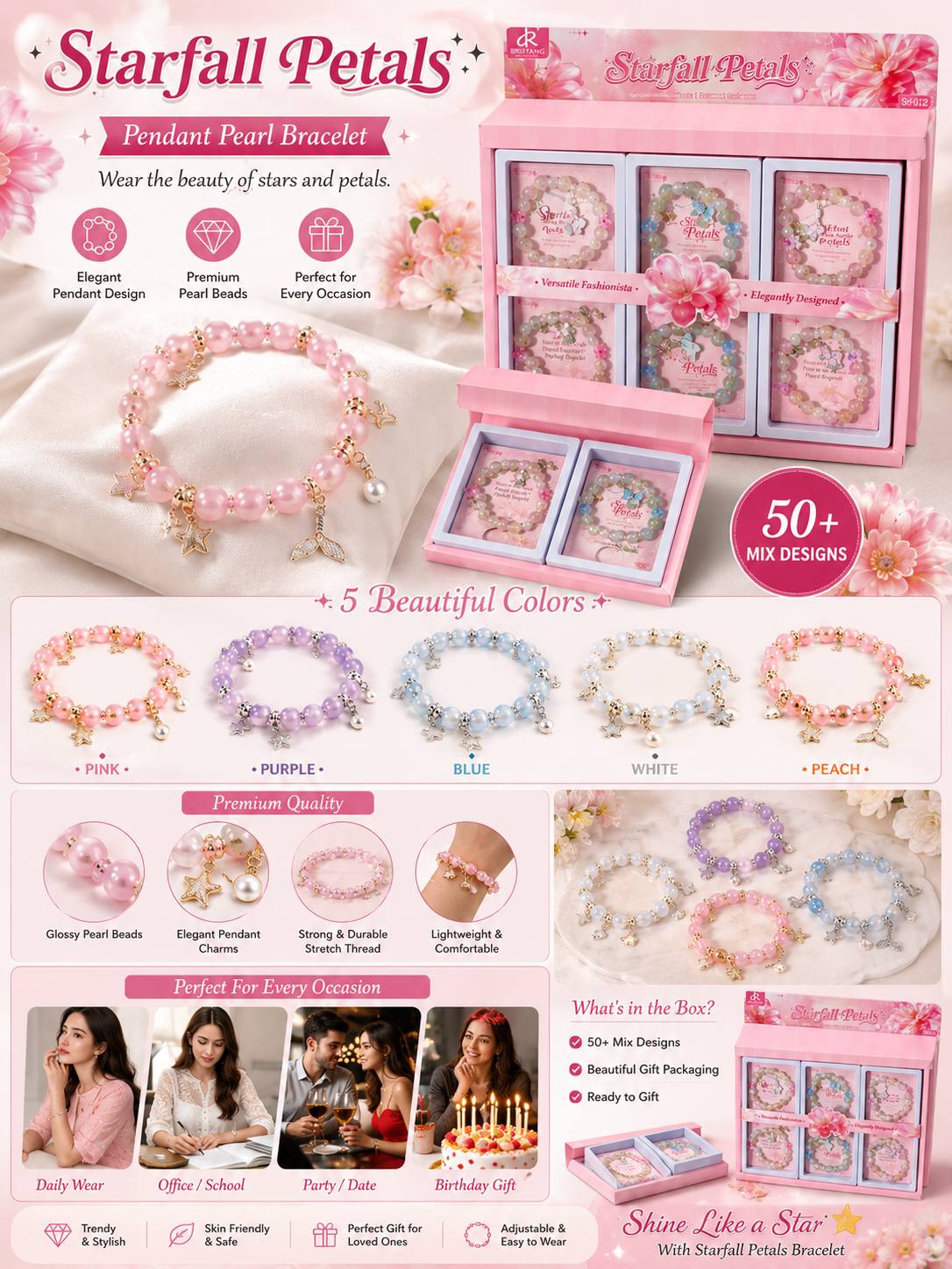 AA751 Luxury Pendent Pearl Bracelet (Imported)