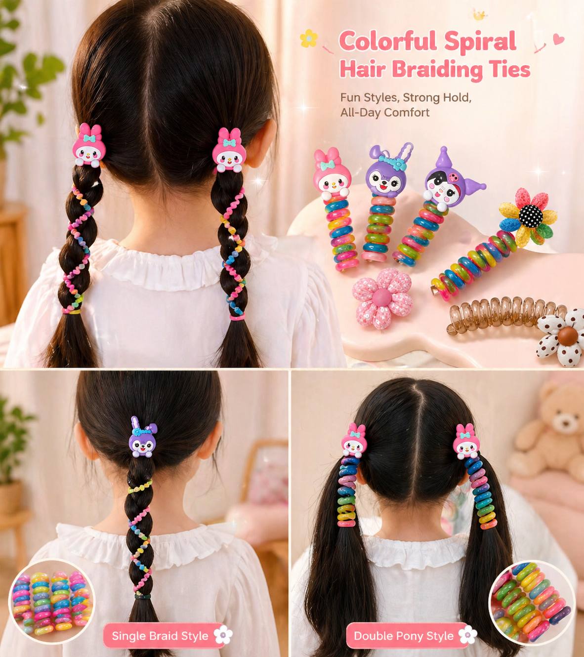 AA060 Fancy Kids Spiral Hair Tie Accessories (Imported)