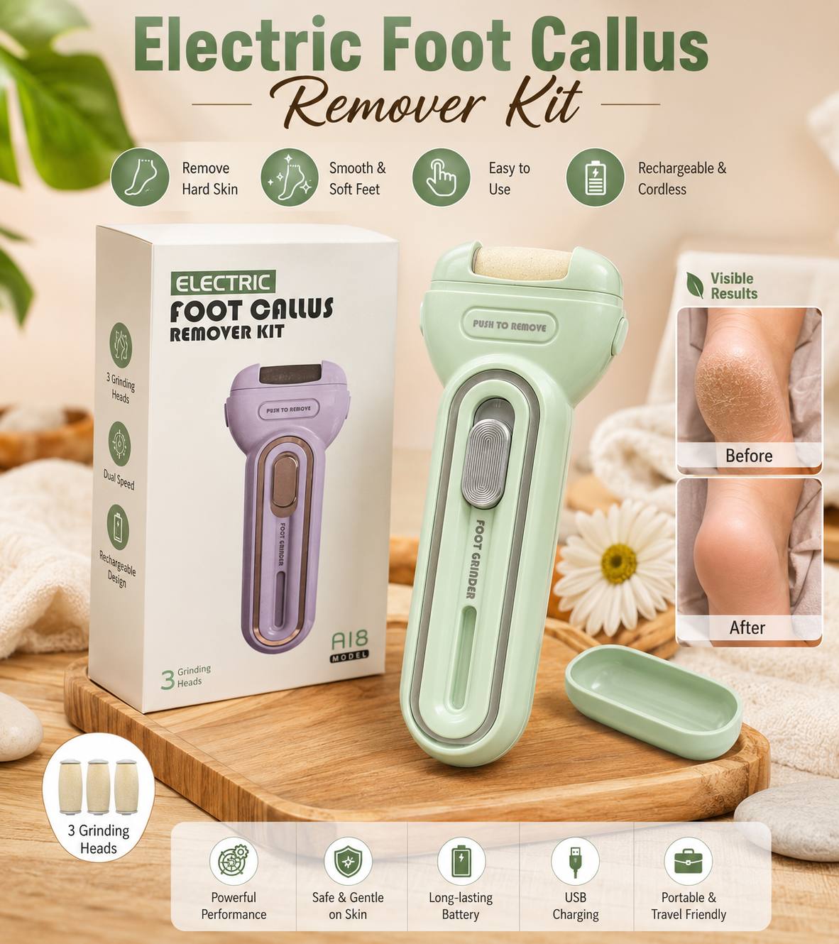 A18 Rechargable Foot Callus Remover (Imported)