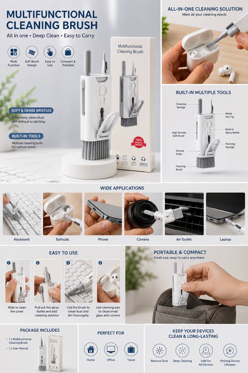 8in1 Airpods & Mobile Cleaning Brush Kit (Imported)