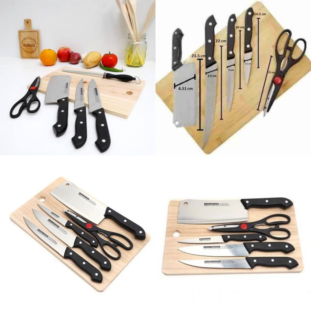 6in1 Wooden Chopping Board + Knife Set (Imported)