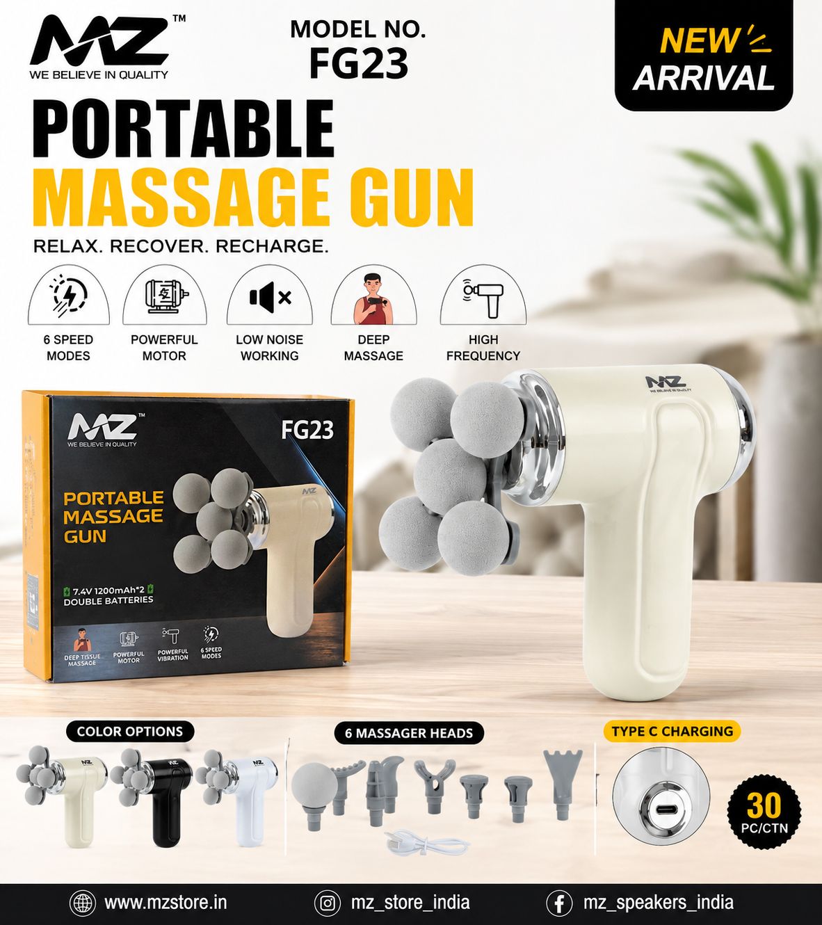 FG23 MZ 5 Head Premium Massager Gun