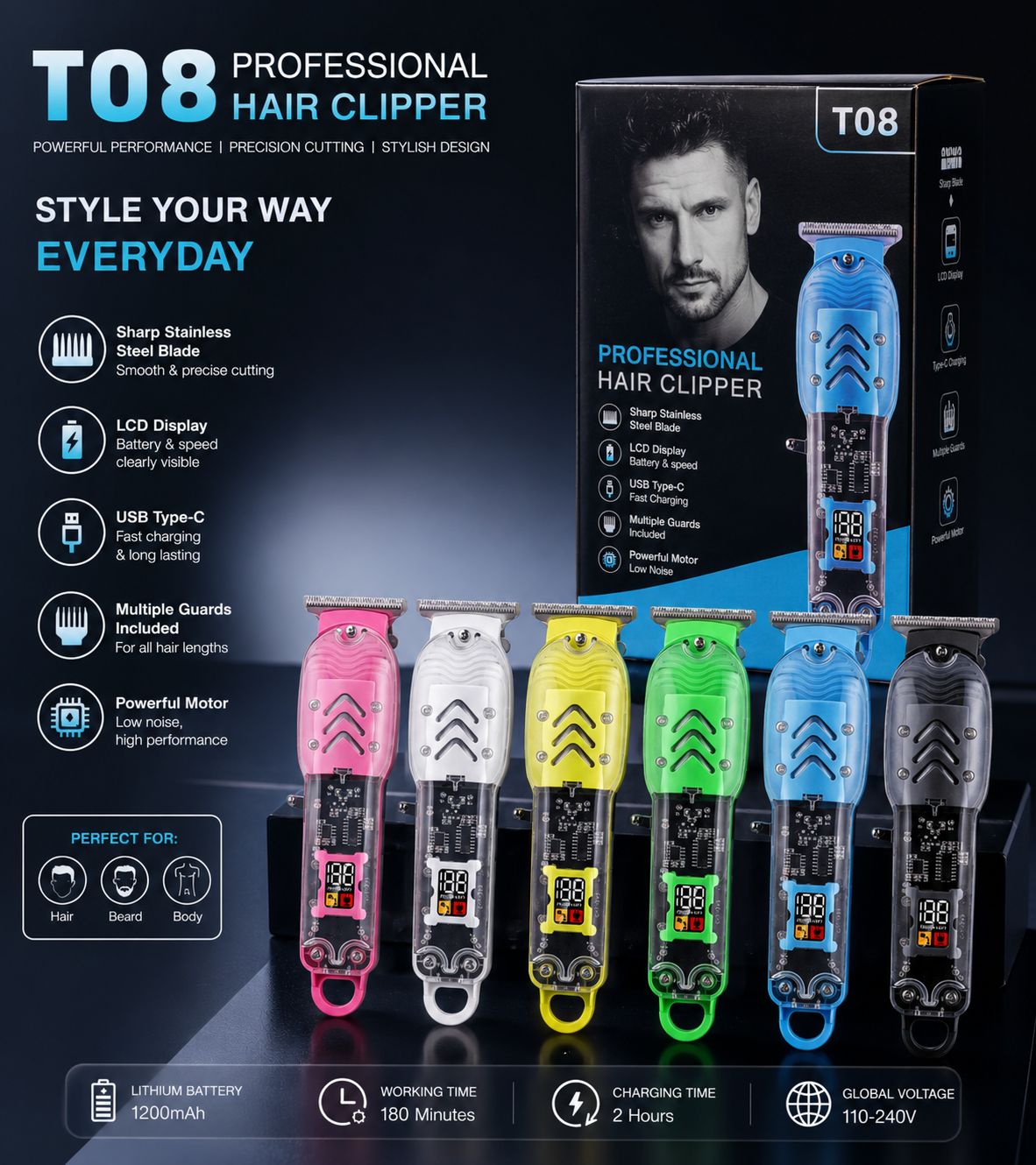 T08 Professional Hair Clipper (Imported)