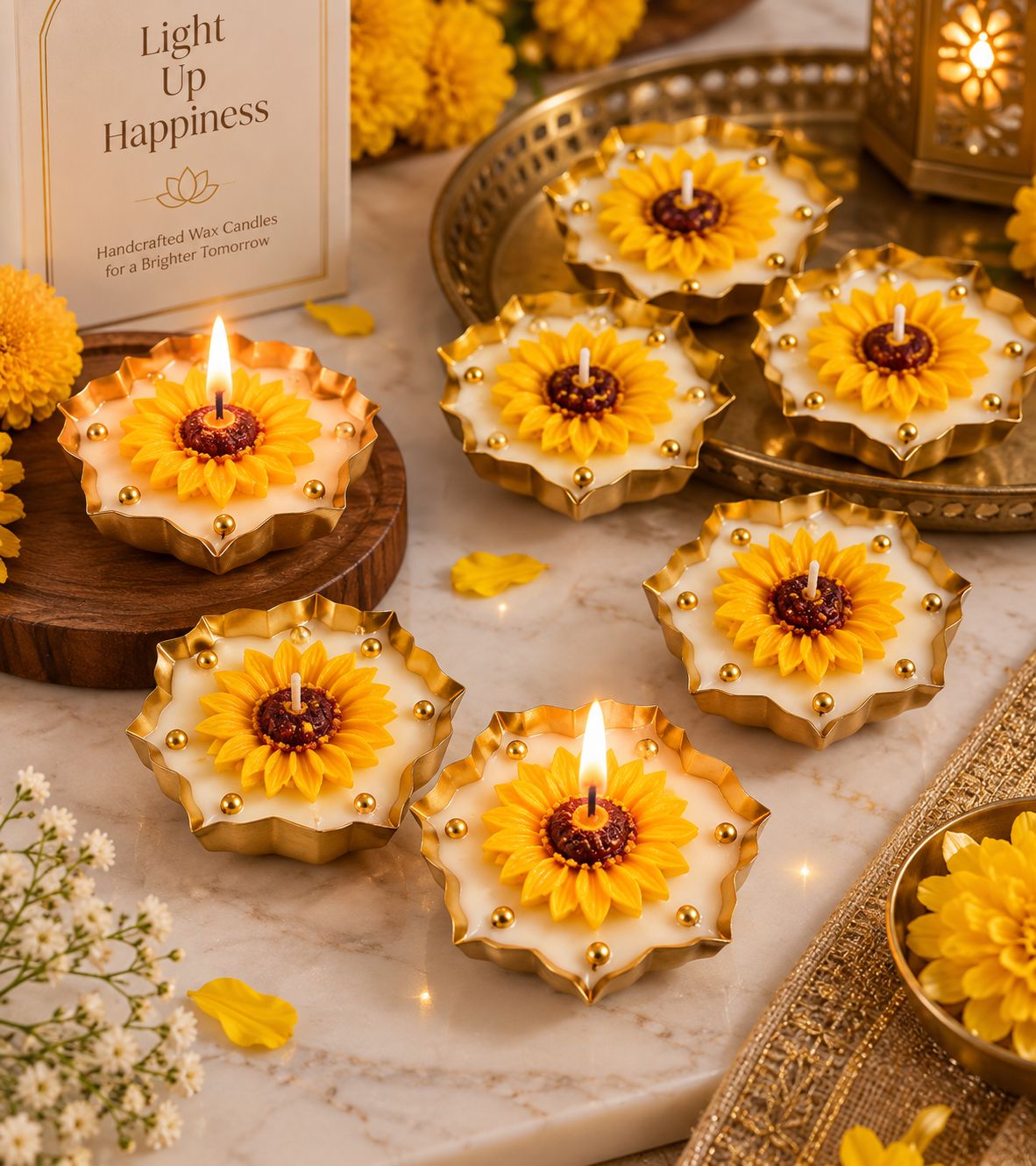3.5 Inch Big Flower Candle In Urli