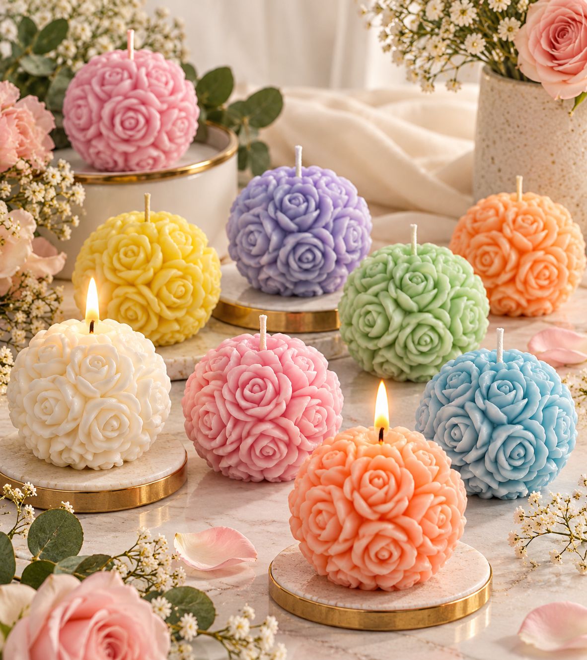 CC018 3D Rose Ball Candles