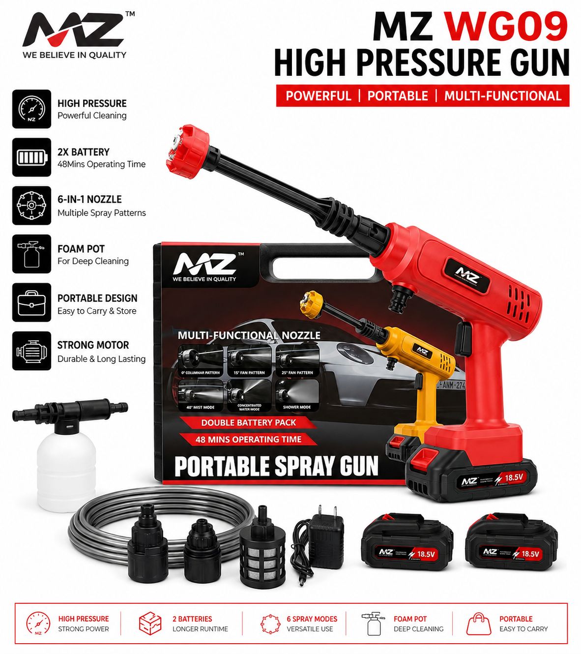 WG09 MZ Portable Car Washer Gun (Imported)