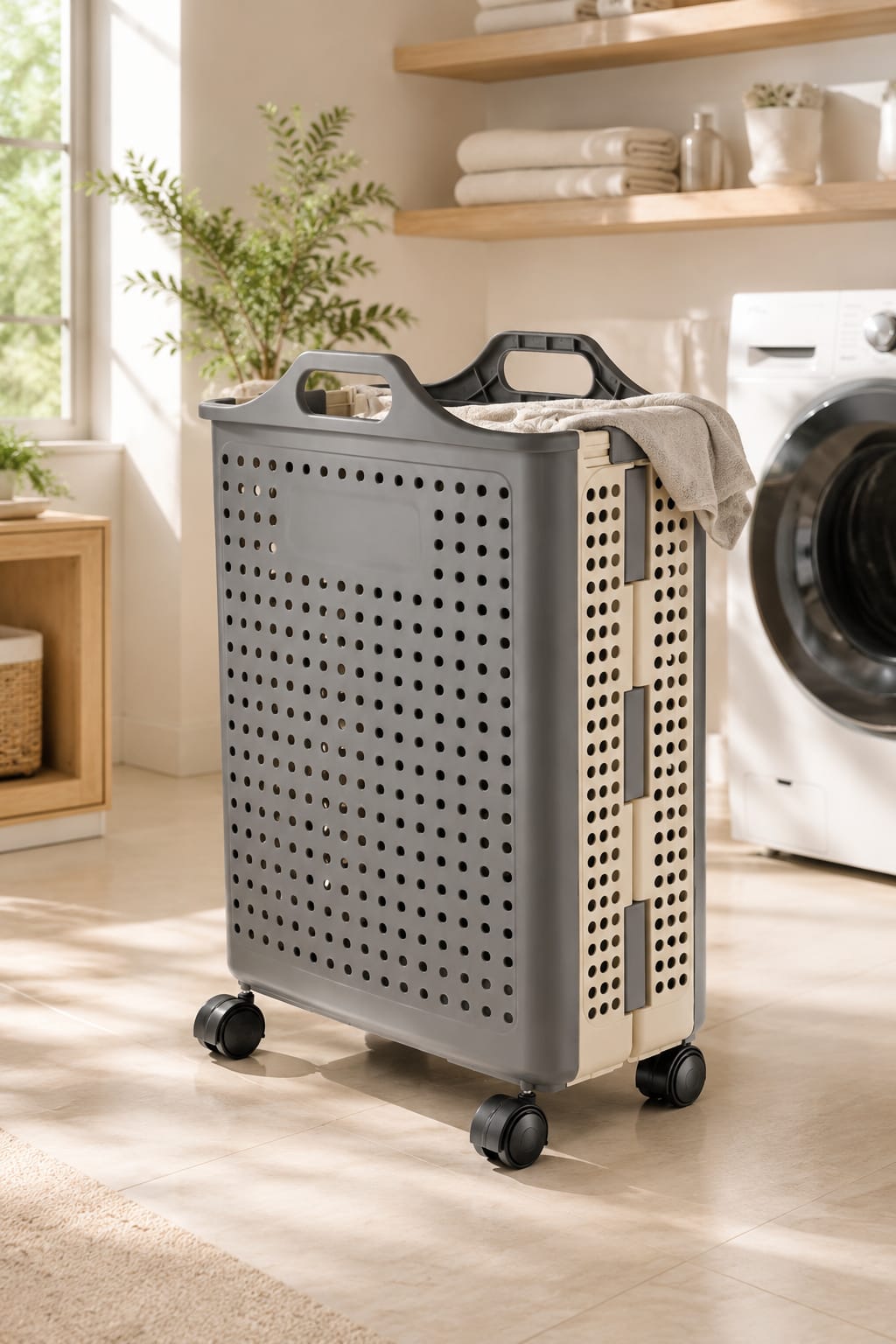 Foldable Laundry Basket With Wheels