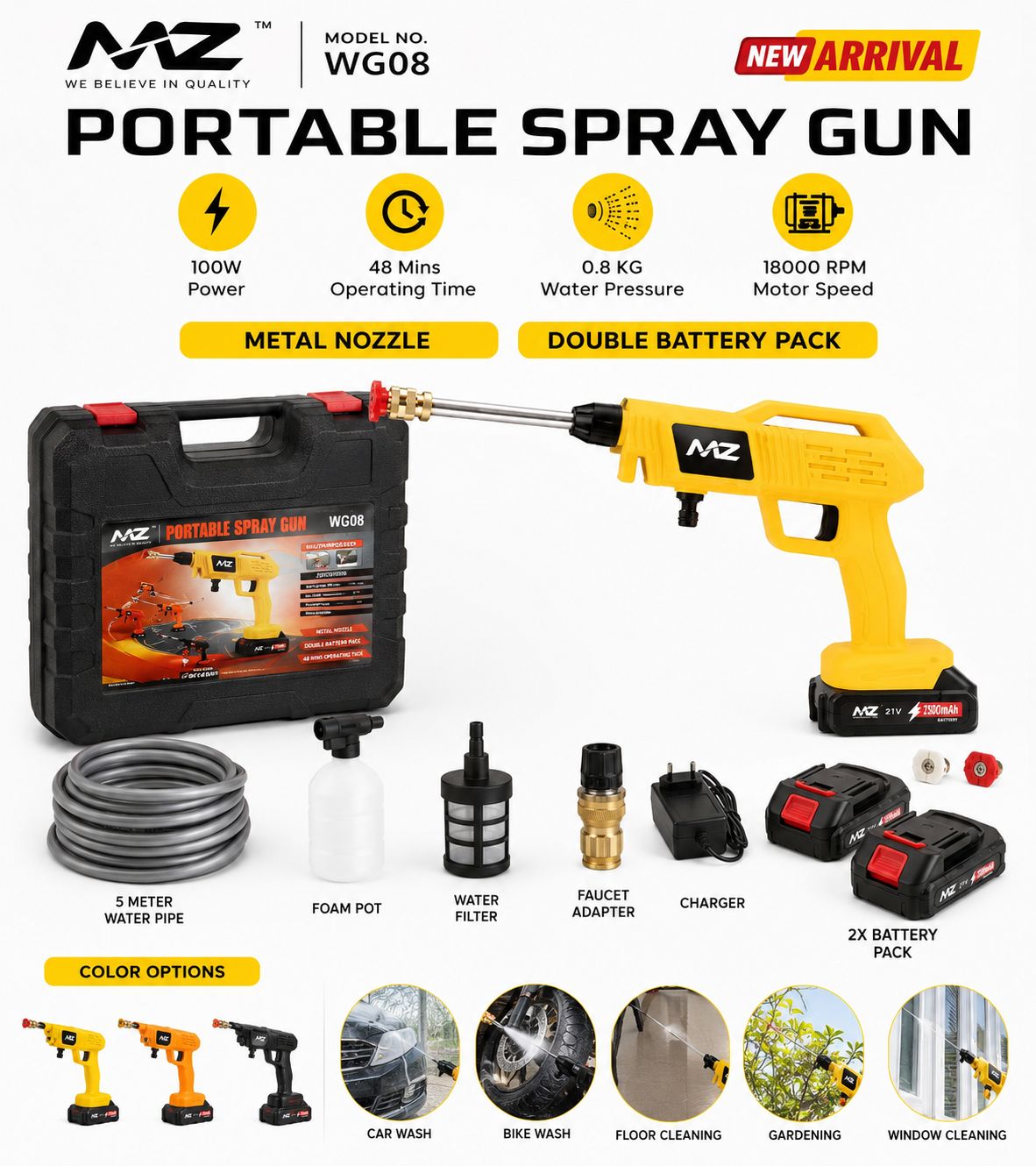 WG08 MZ Portable High Pressure Water Gun (Imported)