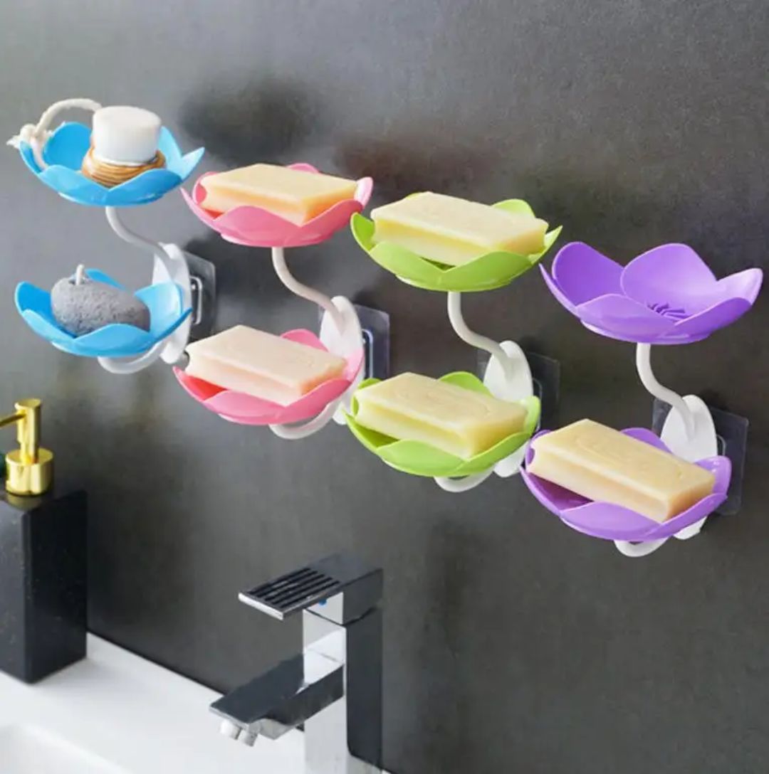 Self Adhesive 2in1 Flower Soap Stand (Box Packing)