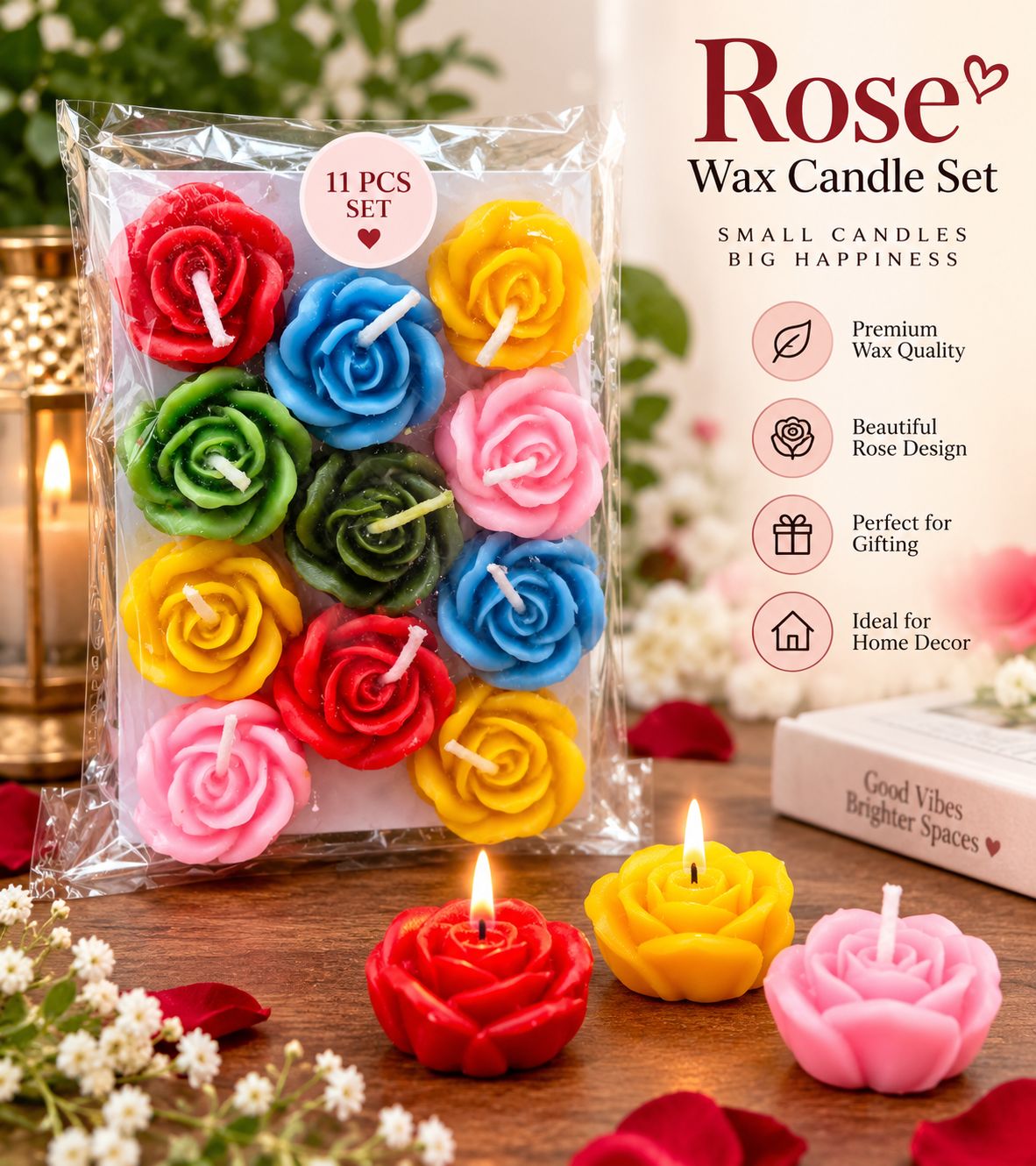 11 Pcs Scented Mini Rose Wax Candle