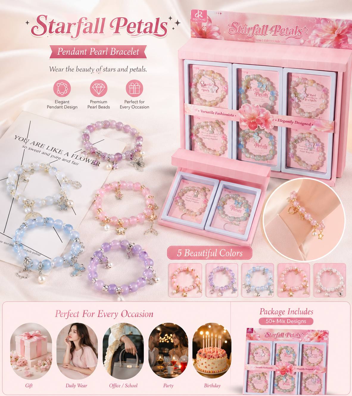 AA751 Luxury Pendent Pearl Bracelet (Imported)