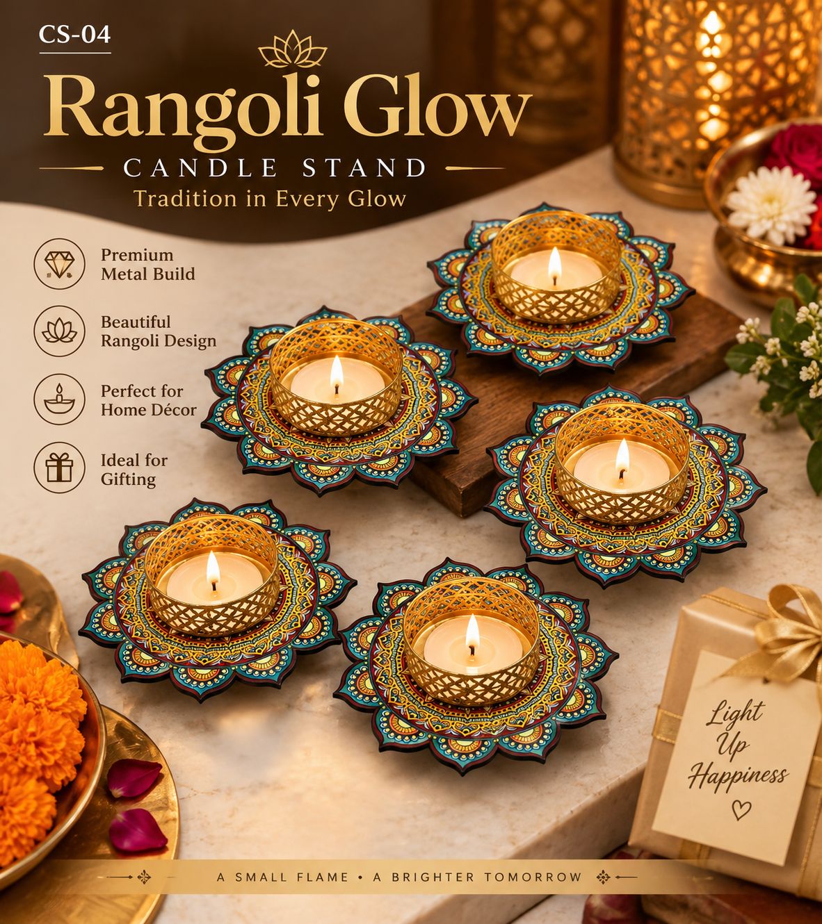 CS-04 Rangoli Glow Fancy Candle Stand