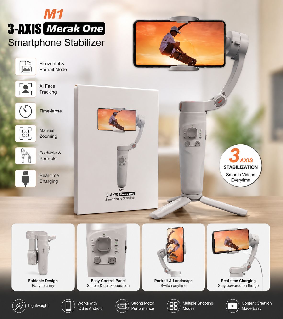 M1 Smart AI Gimbal (Imported)