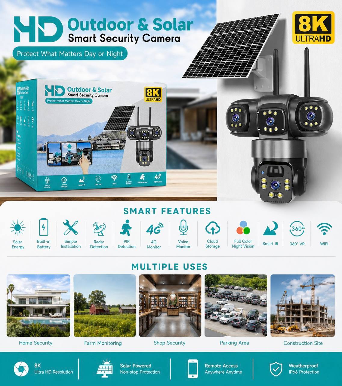 SR-2199 Solar Outdoor 4G Camera (Imported)
