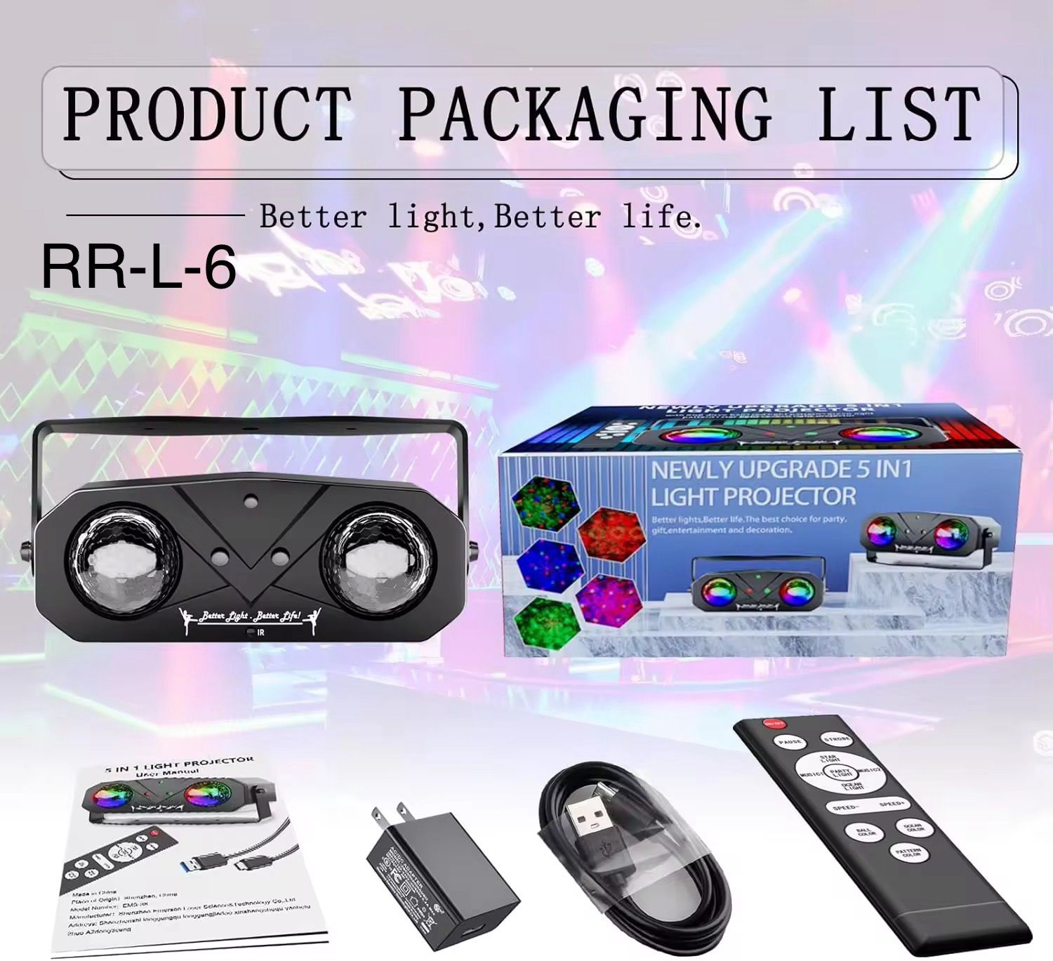 RR-L6 5in1 DISCO LED Projector (Imported)