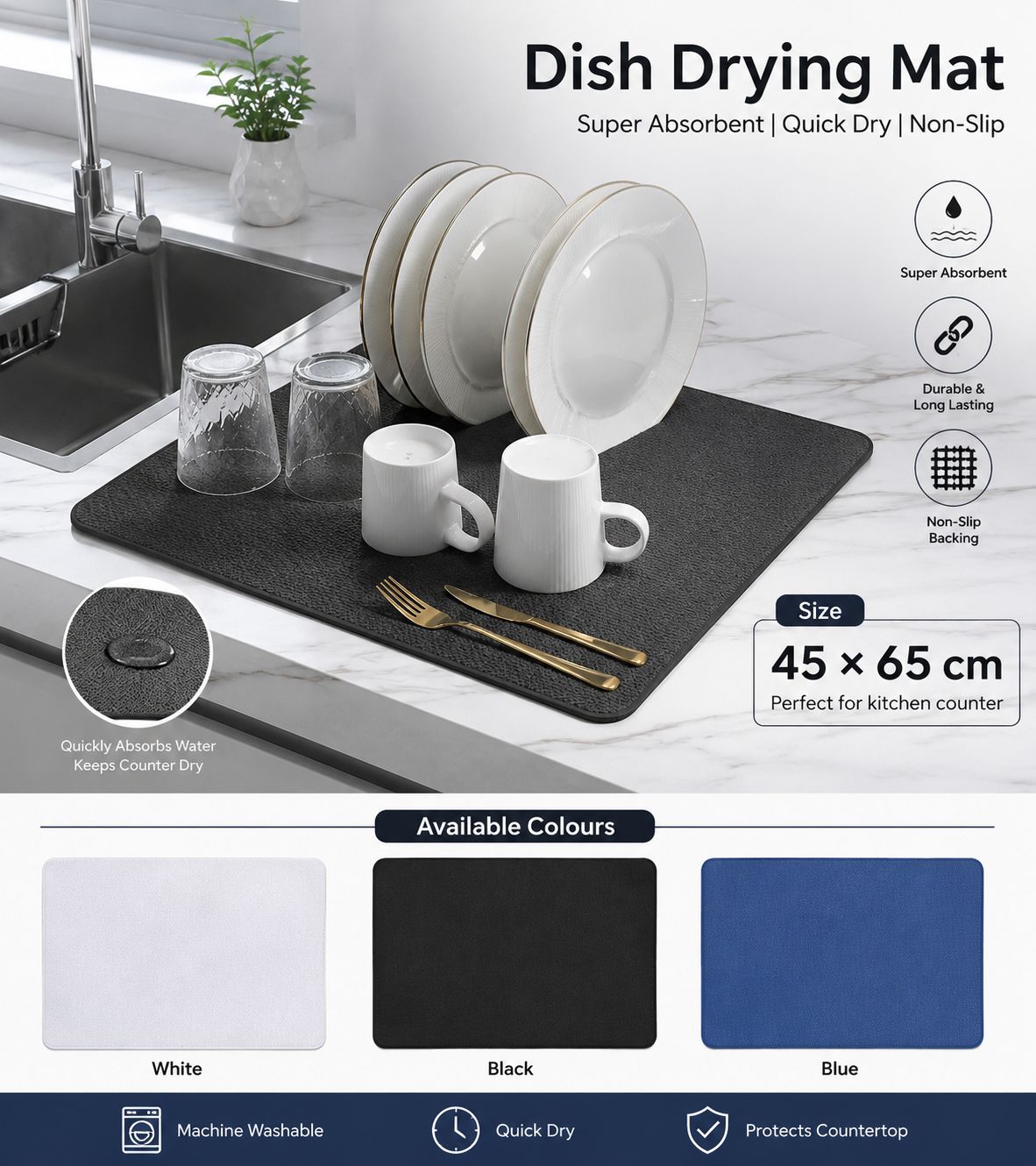 Dish Drying Mat (Size 45*65cm)